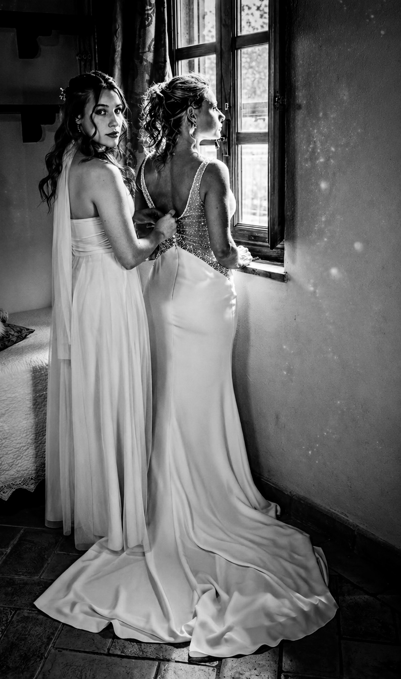 Preparazione sposa in bianco e nero